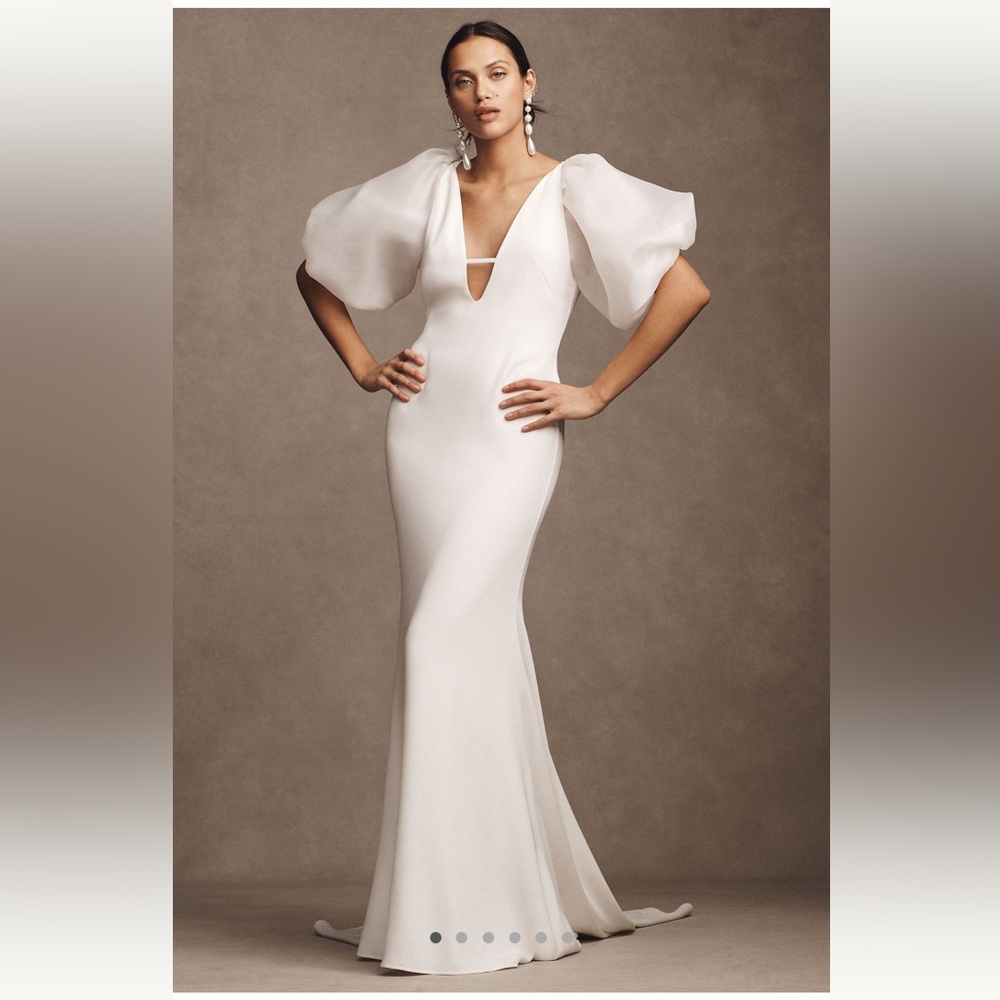 Besa Ali Plunge Neck Gown with Removable Sleeves